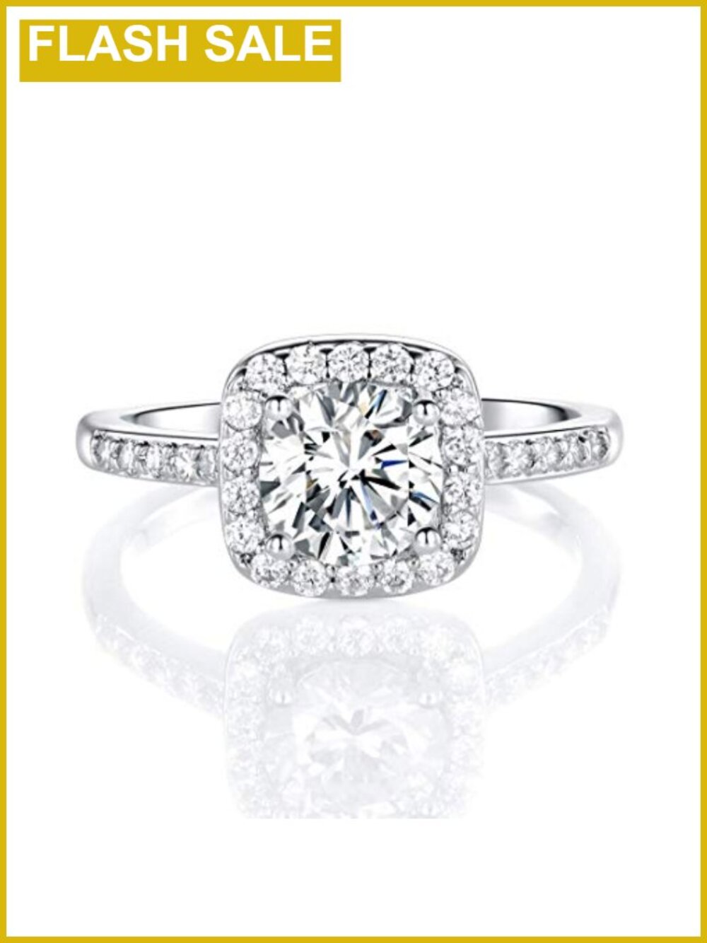 18K White Gold Plated Halo CZ Engagement Wedding Ring Size 8